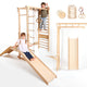 Σετ παιχνιδιού ζούγκλας Jungle Play Set 7 σε 1 για παιδιά: Σουηδικοί τοίχοι + γέφυρα αναρρίχησης + Σετ κούνιας + Σανίδα ολίσθησης + Ράμπα