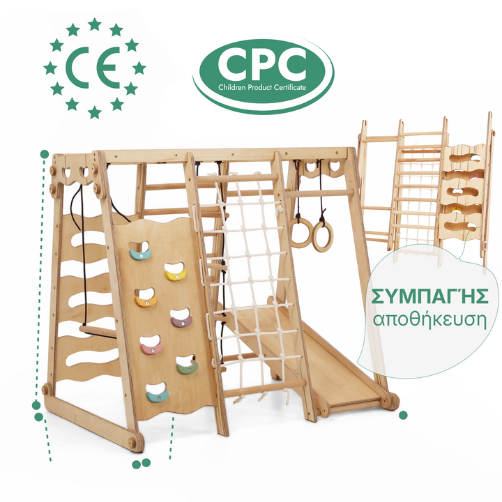 Γυμναστήριο εσωτερικού χώρου 6 σε 1 Jungle Gym για παιδιά: Παιδική χαρά + Σετ κούνιας + Σανίδα τσουλήθρας + Σχοινί + Σκαλιά