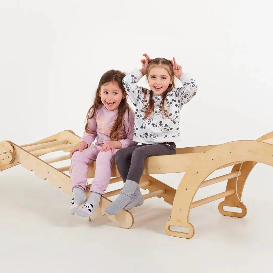 Σετ αναρρίχησης Montessori 5 σε 1: Τριγωνική σκάλα + Αψίδα αναρρίχησης + Σανίδα ολίσθησης + Δίχτυ αναρρίχησης + Προσθήκη τέχνης