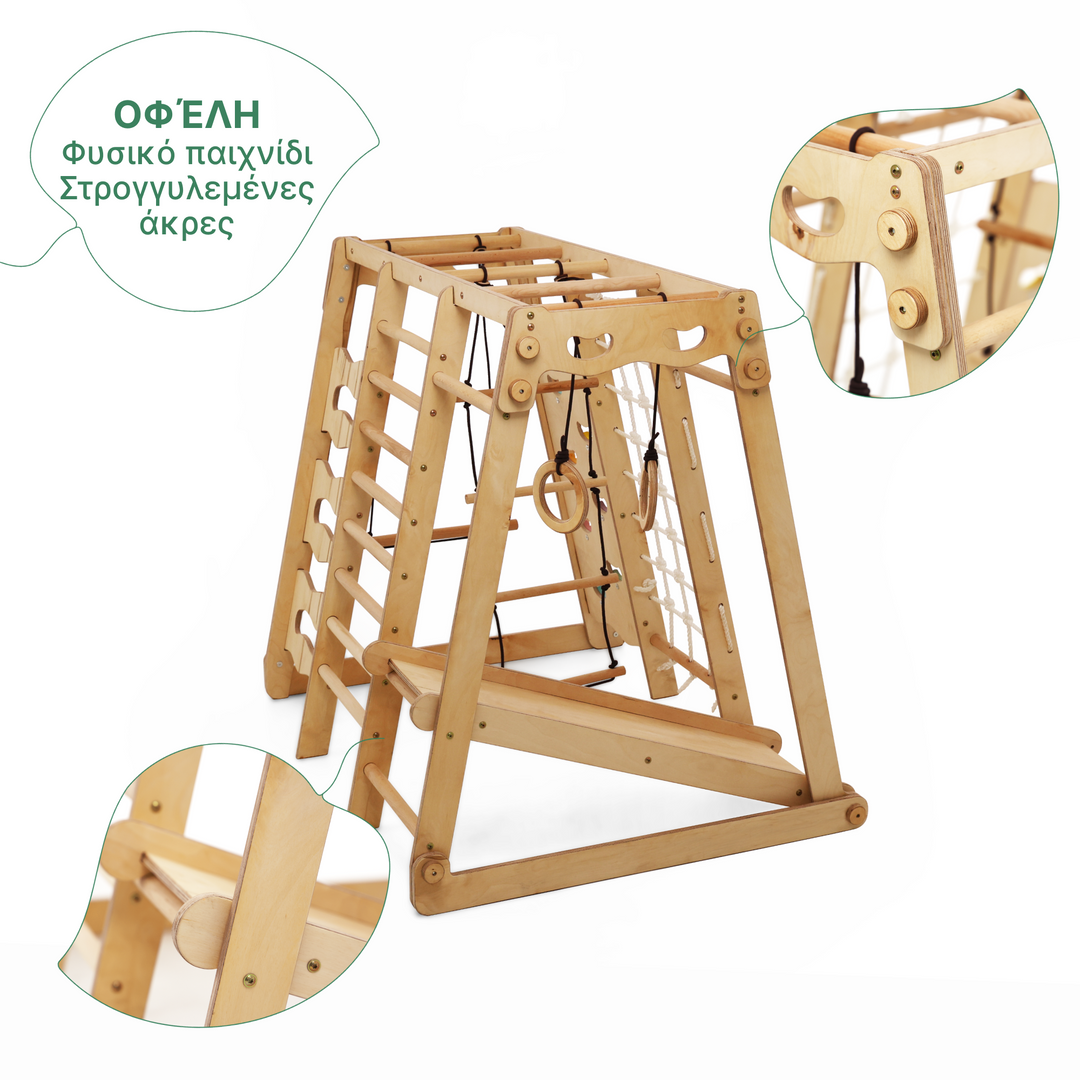 Γυμναστήριο εσωτερικού χώρου 6 σε 1 Jungle Gym για παιδιά: Παιδική χαρά + Σετ κούνιας + Σανίδα τσουλήθρας + Σχοινί + Σκαλιά