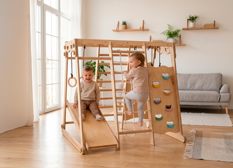 Γυμναστήριο εσωτερικού χώρου 6 σε 1 Jungle Gym για παιδιά: Παιδική χαρά + Σετ κούνιας + Σανίδα τσουλήθρας + Σχοινί + Σκαλιά