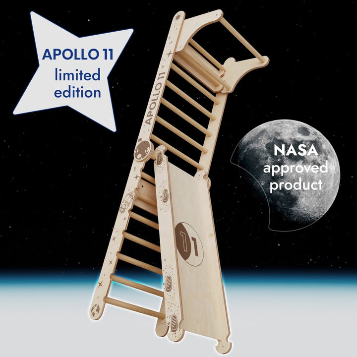 Σουηδικός Τοίχος Apollo / Σκάλα Αναρρίχησης για Μικρούς Αστροναύτες + Σετ Κούνιας Σελήνης + Τσουλήθρα