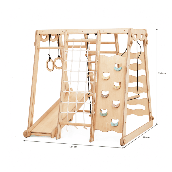 Γυμναστήριο εσωτερικού χώρου 6 σε 1 Jungle Gym για παιδιά: Παιδική χαρά + Σετ κούνιας + Σανίδα τσουλήθρας + Σχοινί + Σκαλιά